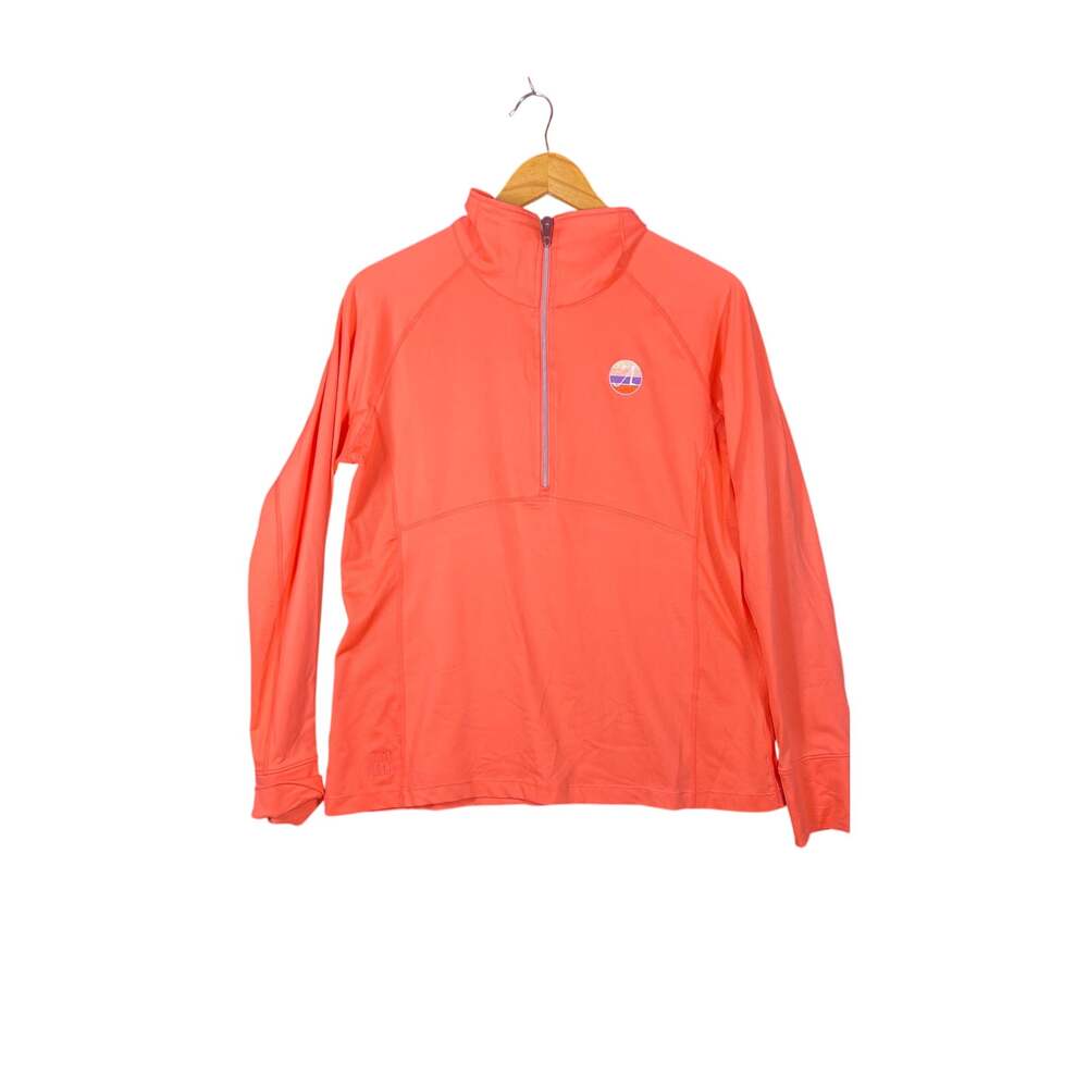 Kate Lord Womens L Coral Quarter Zip Pullover Golf Top Long Sleeve Athletic